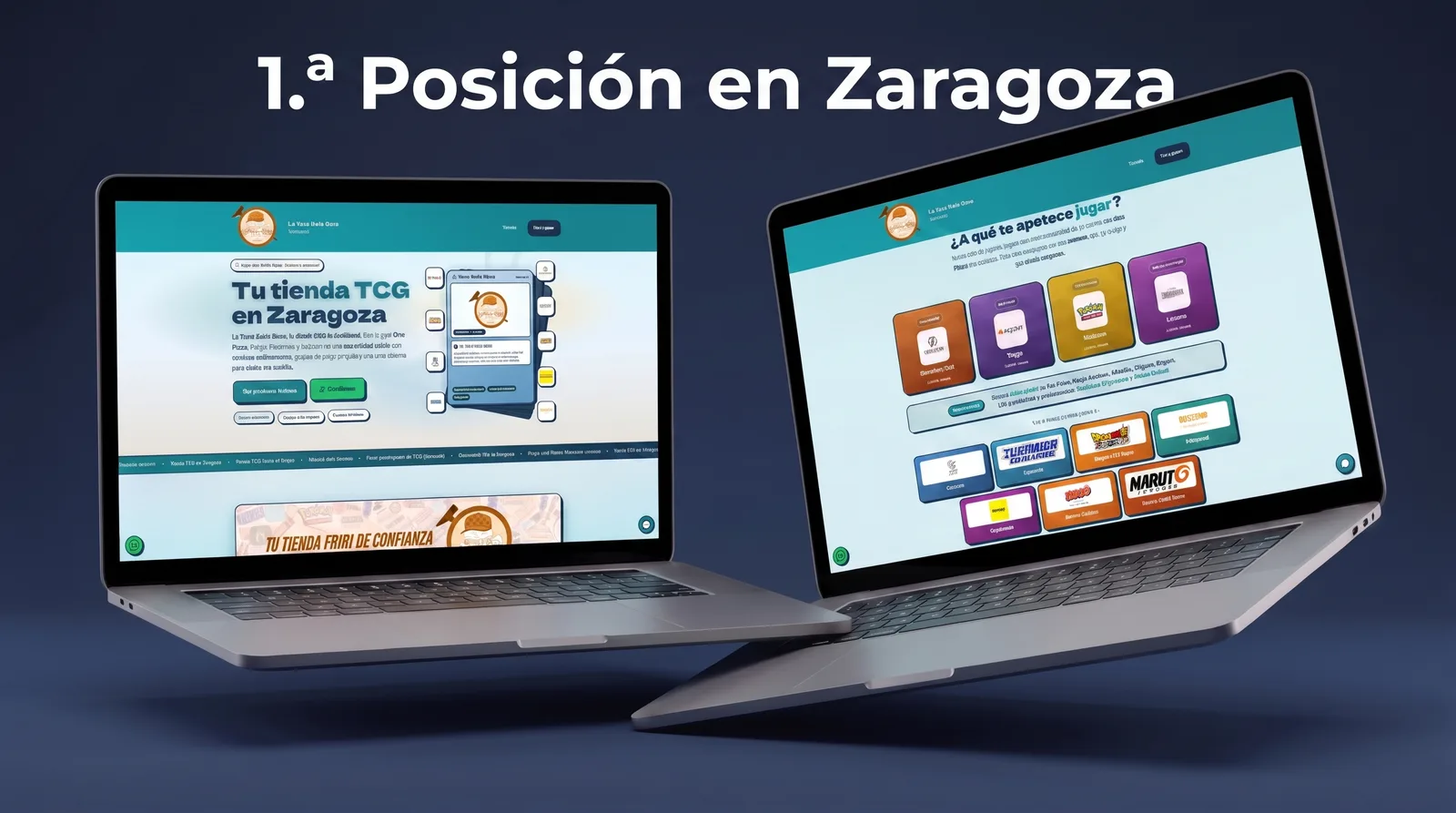 Primera posición en Zaragoza: la web del cliente vista en dos portátiles